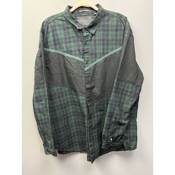 SEAN‎ JOHN LEGACY Plaid Long sleeve shirt Mens size 2XL Green Black button front - Picture 1 of 6